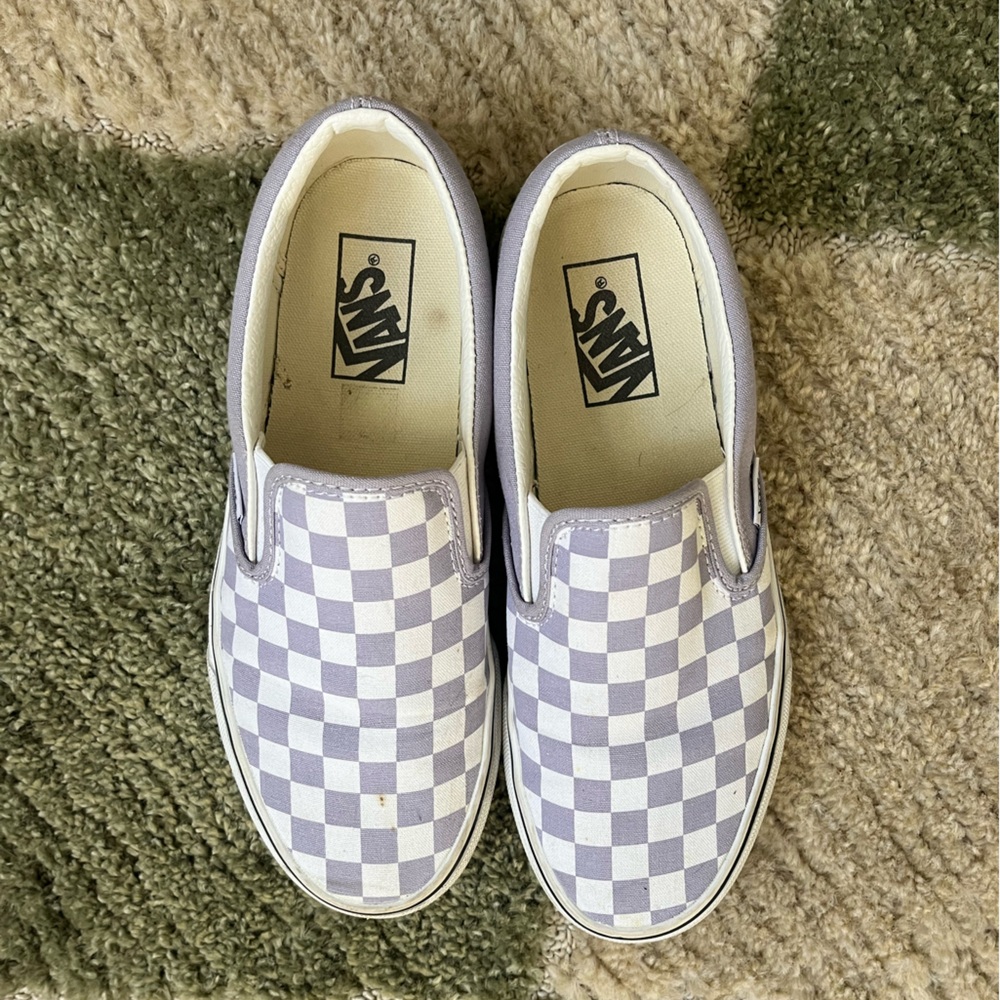 Lavender Checkered Vans size 8